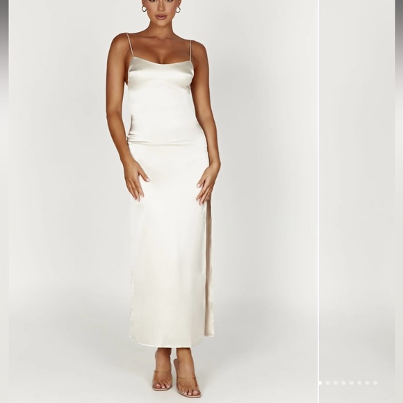 Meshki Dresses & Skirts - Meshki Jacinda Ivory Satin Slip Maxi Dress NWT, Wedding after party /engagement